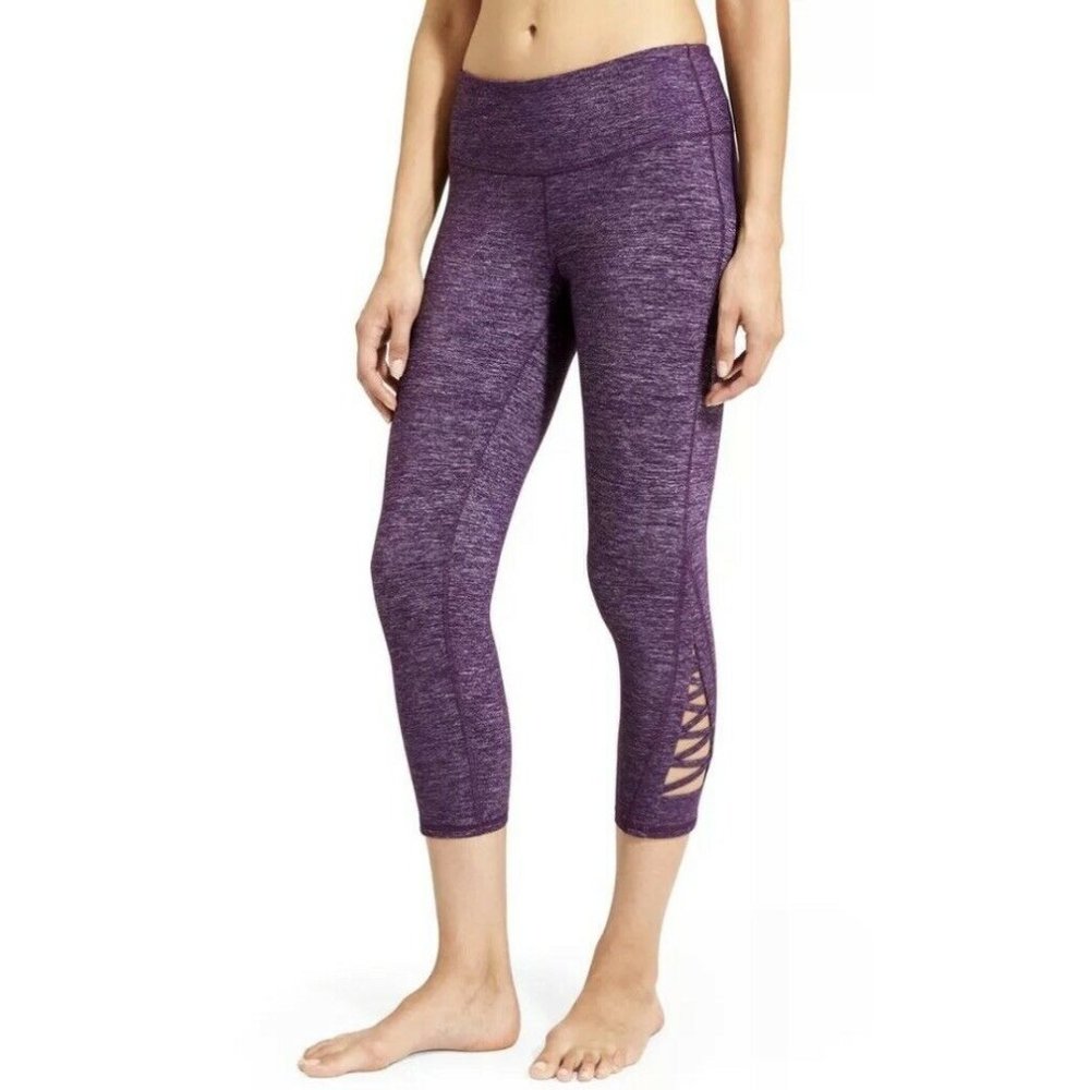 Athleta Quest Criss Cross‎ Chaturanga Capri XS Purple Plum  #349354